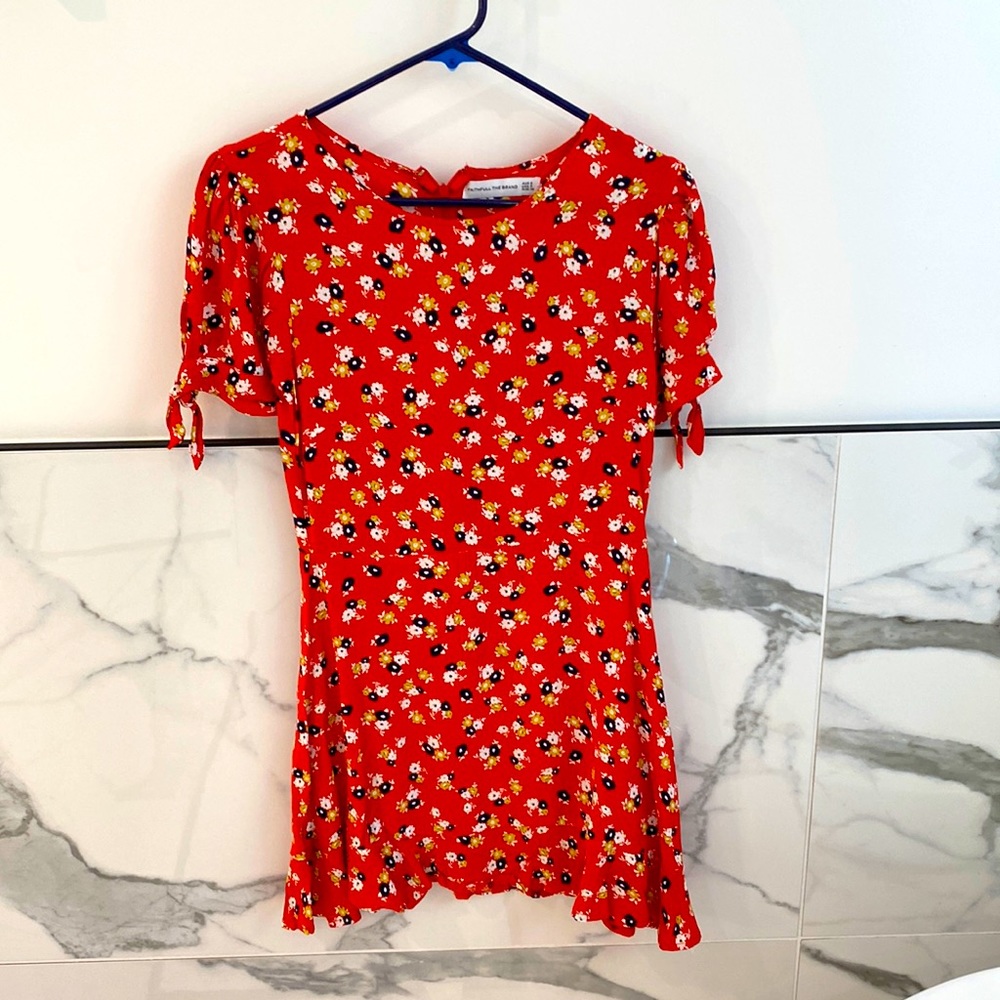 Faithfull The Brand size 2 XS red skater dress